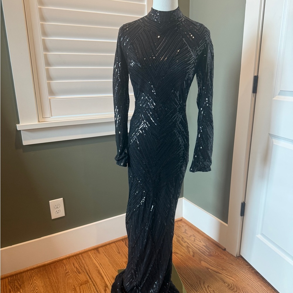 Black Sequin Bodycon Gown